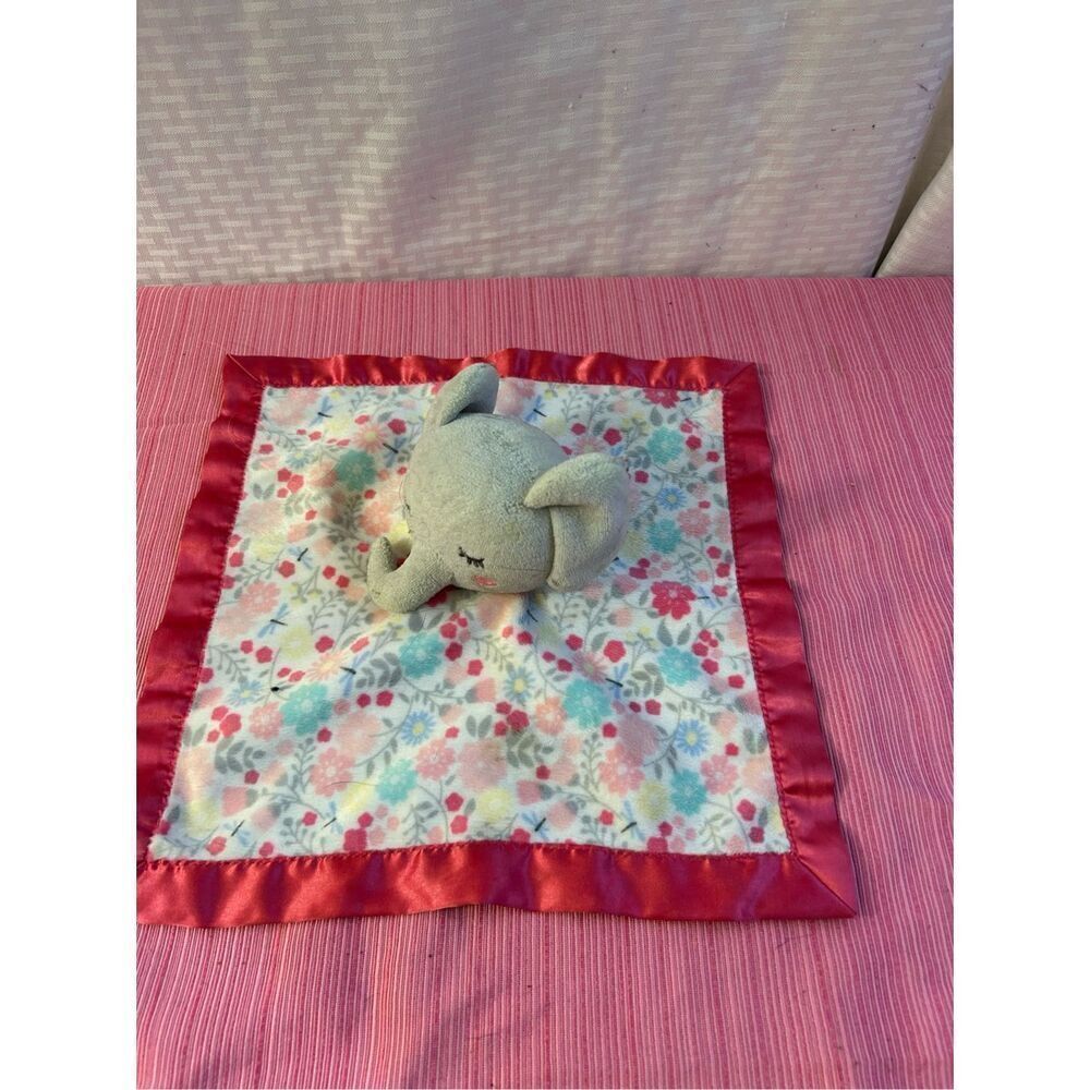 Parents choice pink trim gray elephant‎ security blankie lovey 12x12